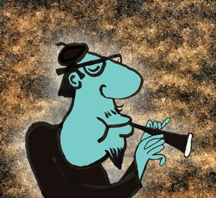 "Beatnik on horn, man" by Steve Cartwright